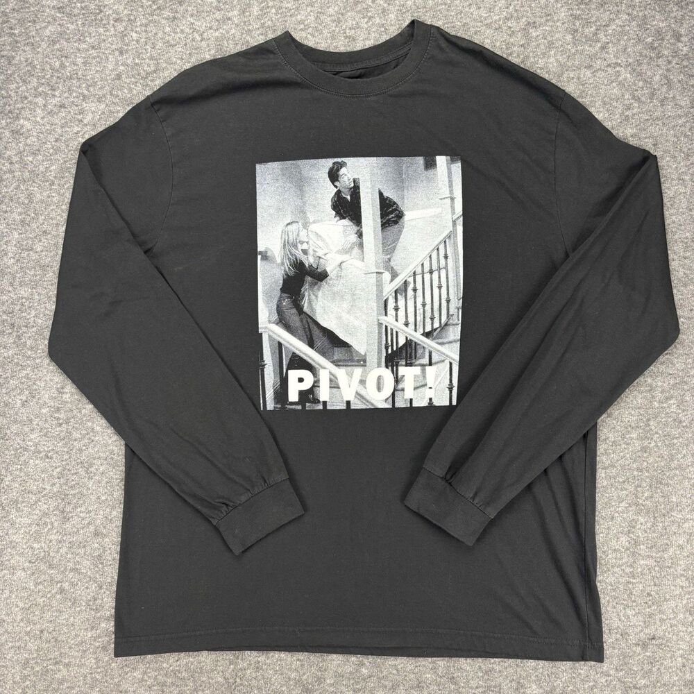 Friends TV Show Pivot T Shirt Men’s 2X Black Ross Rachel Graphic Tee 2XL